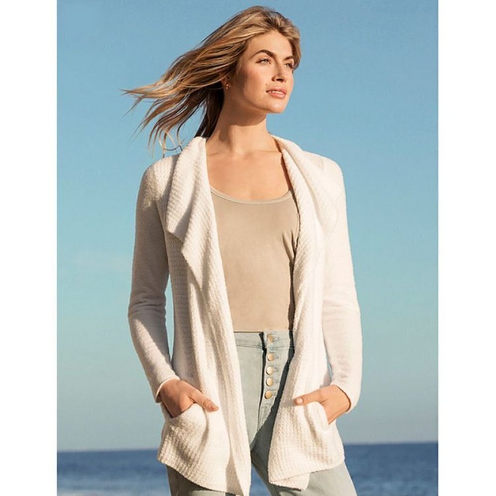 💕BAREFOOT DREAMS💕 CozyChic Lite Coastal Cardigan ~ Bisque Small S NWT - Picture 3 of 16